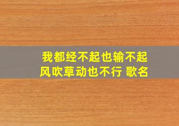 我都经不起也输不起风吹草动也不行 歌名